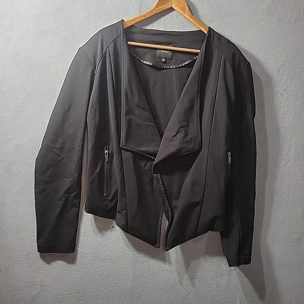Liverpool Cardigan Jacket Womens XL Black Open Front Blazer Business‎ Casual Zip